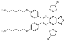 4,9-双(5-溴噻吩基)-6,7-双(4-己氧苯基)-2-thia-1,3,5,8-四氮杂-环戊二烯[b]萘|1547443-69-5 